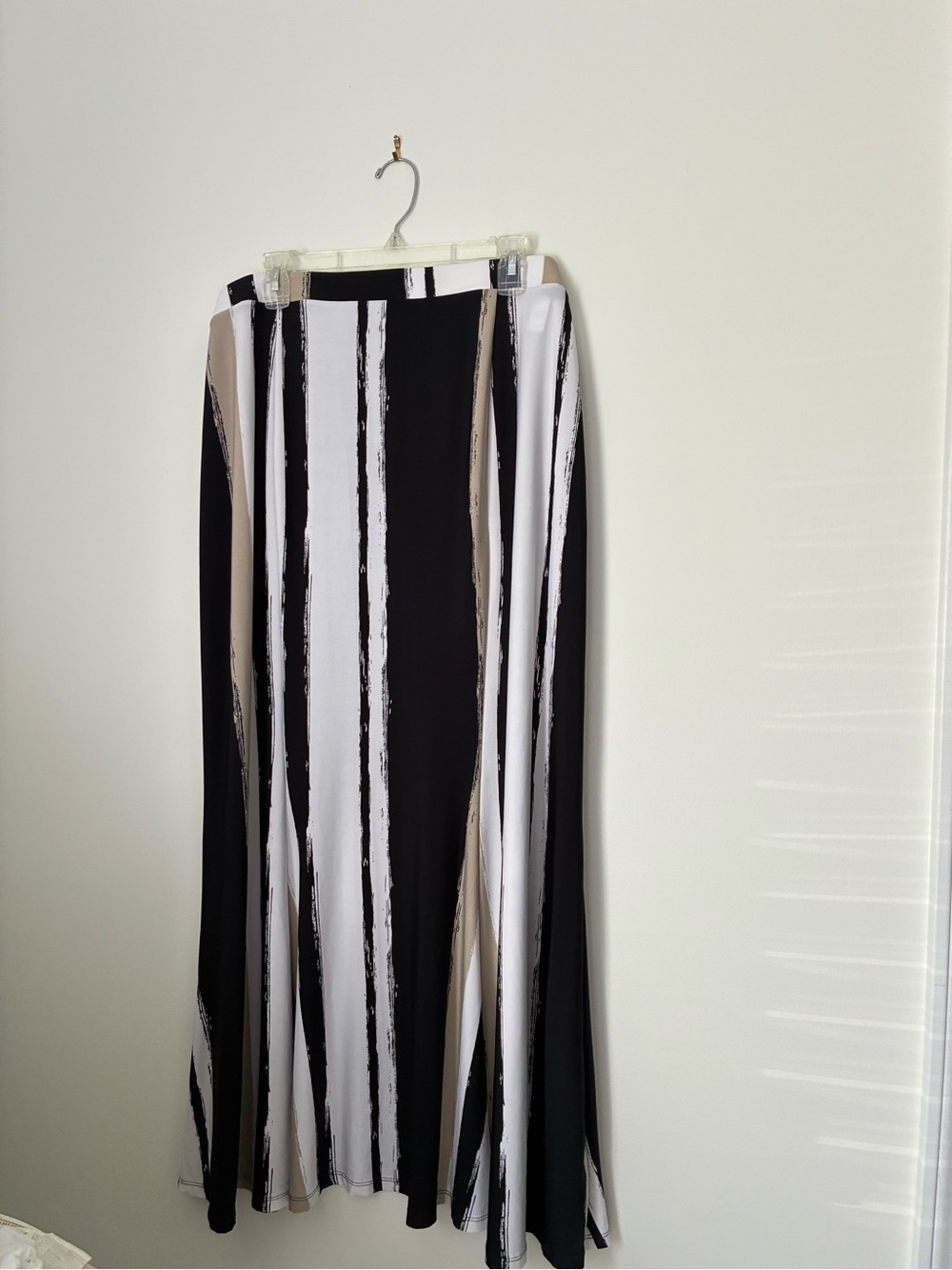 Striped Vertical Maxi Skirt in Black, White & Tan